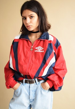 80'S RETRO UMBRO OVERSIZED ATHLEISURE WINDBREAKER JACKET