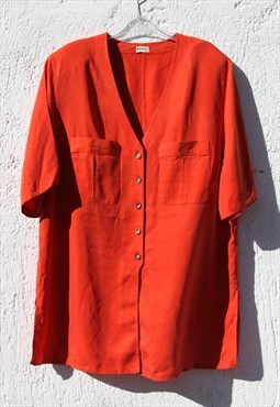 Vintage terracotta orange plus size oversized shirt