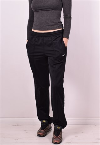 NIKE WOMENS VINTAGE TRACKSUIT TROUSERS W30 L31 BLACK 90S