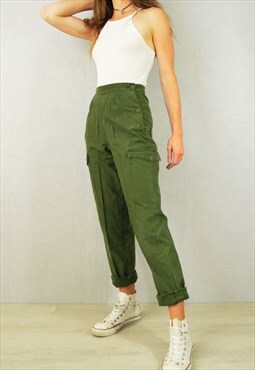 Vintage 60s Swedish High Waist Trousers Cargo Army Pants 