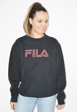 Vintage 90s FILA Embroidered Logo Sweatshirt Jumper