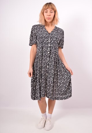 VINTAGE CACHAREL SHIRT DRESS FLORAL BLACK
