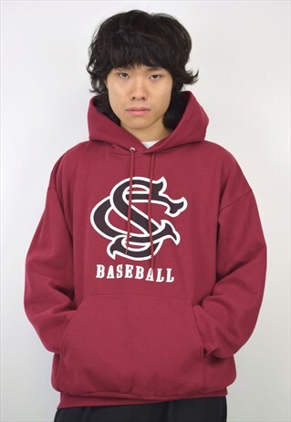 VINTAGE 90S MAROON "SC BASEBALL" HOODIE