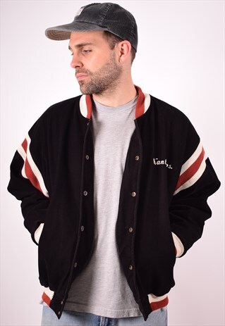 MENS VINTAGE BOMBER JACKET LARGE BLACK 90S