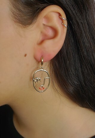 HUGGIE HOOP FACE EARRINGS