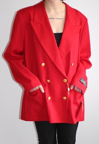 80S VINTAGE RED OVERSIZED BLAZER JACKET