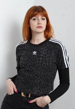 Vintage Adidas Leopard Print T-Shirt Black