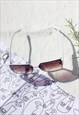 WHITE BROWN RIMLESS SQUARE EDGE FRONT LENS SUNGLASSES