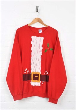 Vintage Christmas Sweater Red XXL
