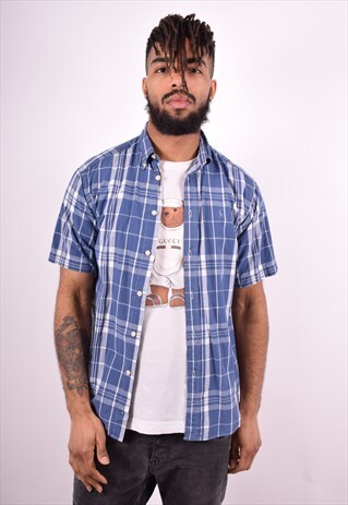 RALPH LAUREN MENS VINTAGE SHIRT SMALL BLUE CHECK 90'S
