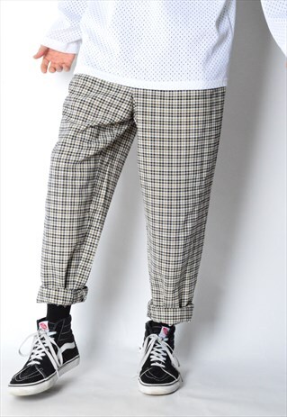 VINTAGE 90S UNISEX CHECK WOOL BLEND PANTS