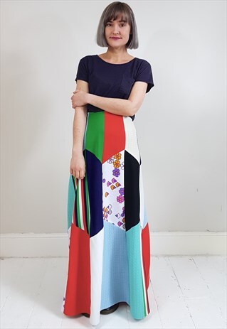 VINTAGE 70'S PATCHWORK MAXI SKIRT