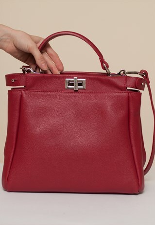GENUINE LEATHER LARGE BAG RED