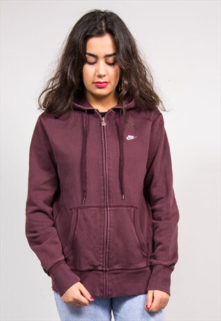 90'S VINTAGE NIKE BURGUNDY ZIP HOODIE JACKET SWEATSHIRT