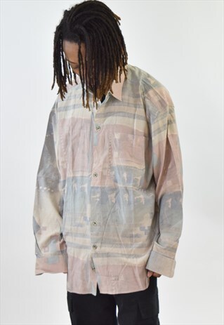 VINTAGE 90S PURPLE BLUE PATTERNED SHIRT
