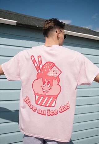 HAVE AN ICE DAY MEN'S ICE CREAM GRAPHIC TEE IN PASTEL PINK