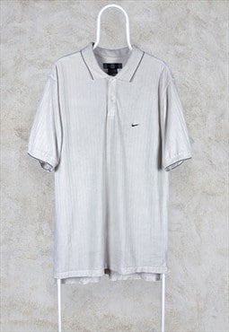 Vintage Nike Golf Polo Shirt Beige Dri-Fit Men's XL