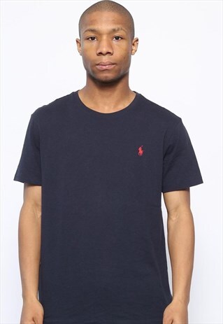 VINTAGE POLO RALPH LAUREN LOGO T-SHIRT NAVY BLUE