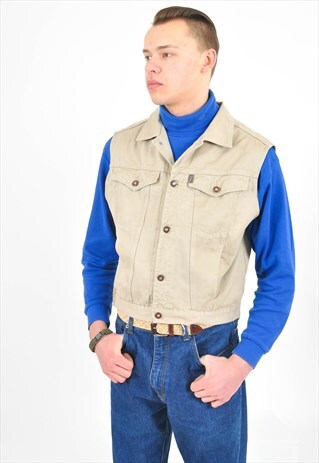VINTAGE DENIM VEST IN BEIGE