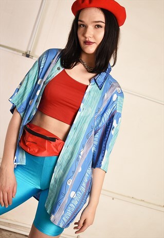 90'S RETRO ABSTRACT PRINT FESTIVAL SHIRT TOP