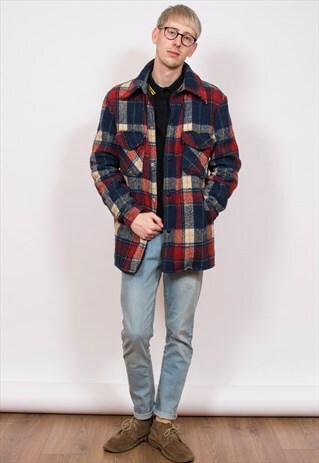 VINTAGE WRANGLER CHECK JACKET M