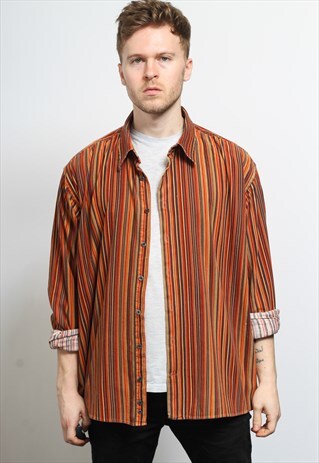 VINTAGE CORDUROY STRIPED CORD SHIRT