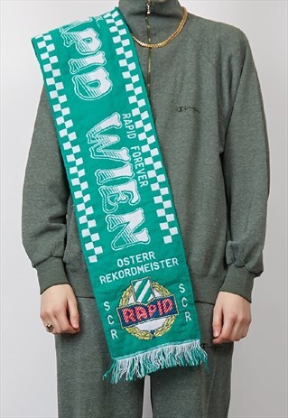 VINTAGE GREEN CHECKERED SK RAPID WIEN FOOTBALL SCARF