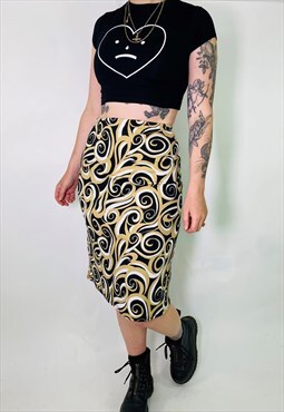 Vintage 00s Y2K Swirl Pattern High Waist Skirt