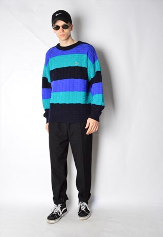 VINTAGE 90S STRIPED WOOL BLEND LACOSTE JUMPER