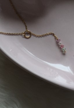 BSL - Foglia Pastel Recycled Beaded Y Dainty Necklace