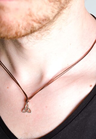 OM NECKLACE FOR MEN, SILVER OHM CHARM, BLACK CORD, FOR HIM