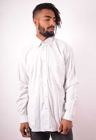 VALENTINO MENS VINTAGE SHIRT MEDIUM WHITE 90S