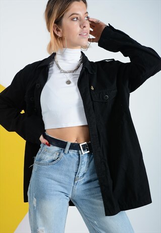 VINTAGE VOLVOM WORKWEAR OVERSIZED SHIRT IN BLACK
