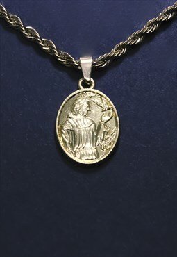 Saint Francis Women Necklace in gold rope chain men necklace