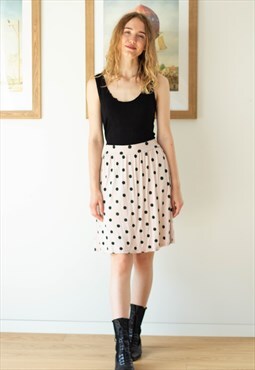 Black and cream dots color block dress
