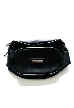 90s Black Eco Leather New York Urban Street Bag Fanny Pack