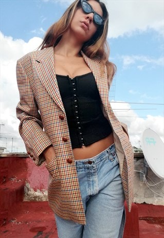 VINTAGE PIED DE POULE OVERSIZED WOOL JACKET