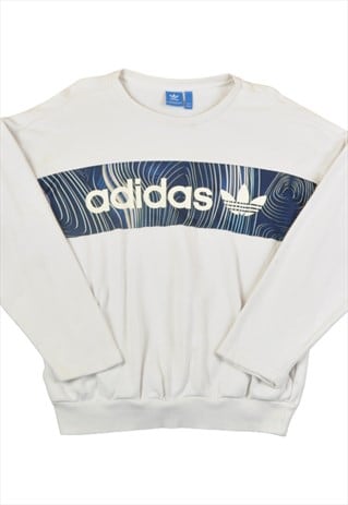 VINTAGE ADIDAS CREW NECK SWEATSHIRT WHITE LADIES SMALL