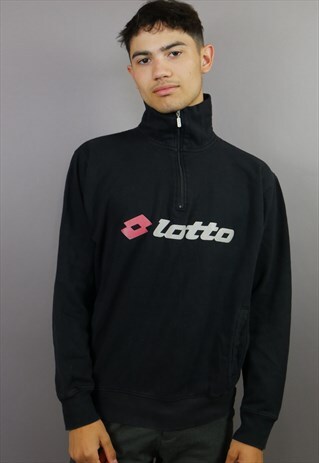 BLACK LOTTO 1/4 ZIP SPELL OUT SWEATSHIRT