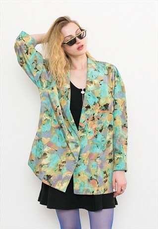 VINTAGE WOMAN'S FLORAL CLASSIC BLAZER