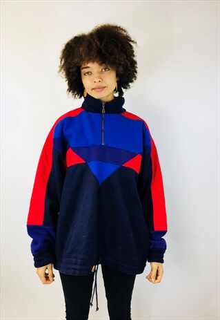 VINTAGE TEDDY BEAR FLEECE COLOUR BLOCK PULLOVER