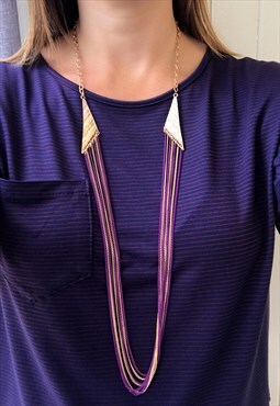Gold & Purple Long Chain Necklace