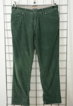 Vintage 90s Corduroy Pants Green micro Cord Size 34/30"