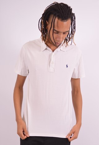 POLO RALPH LAUREN MENS VINTAGE POLO SHIRT LARGE WHITE 90S
