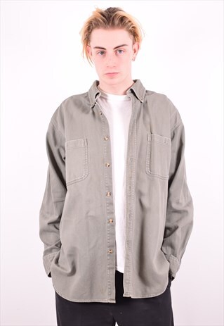 MENS VINTAGE SHIRT LARGE GREY 90'S