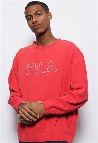 VINTAGE FILA BIG LOGO SPELL OUT SWEATSHIRT RED PINK