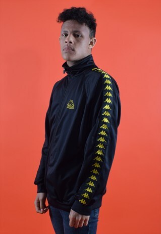BLACK AND YELLOW KAPPA TRACK JACKET
