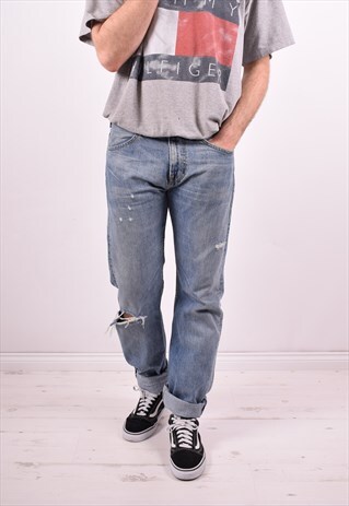 LEVI'S 504 MENS VINTAGE JEANS W34 L34 BLUE 90S