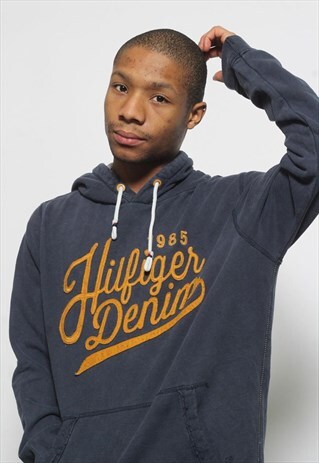 VINTAGE TOMMY HILFIGER DENIM HOODIE BLUE