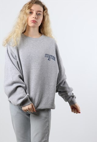 VINTAGE STARTER LARGE GREY PRINT SWEATSHIRT